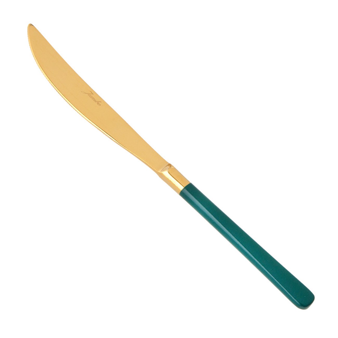 Jumbo Paint Green Titanyum Gold 24 Parça Tatlı Çatal Kaşık Bıçak Seti